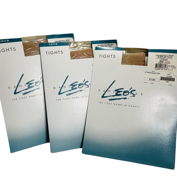 3 Pairs Girl's Tights Leo's Dancewear Brand Size 12-14 Light Toast LY7000G - Picture 1 of 9